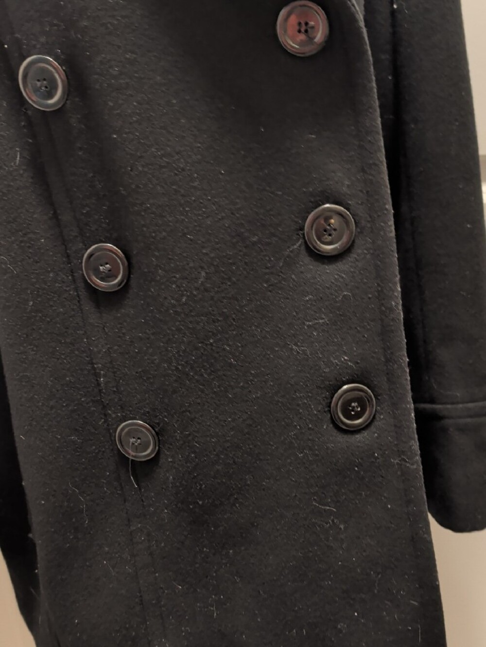 BRAETAN 2X Women's Pre-Owned Black Wool Peacoat - Timeless Double-Breasted - Picture 3 of 15